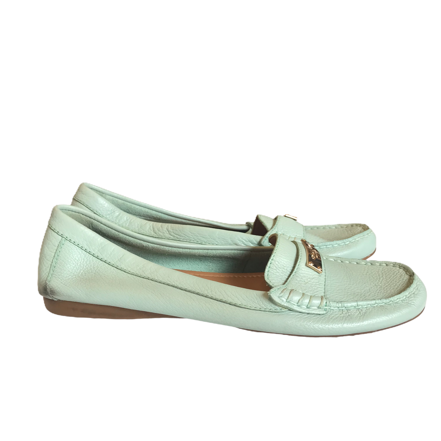 Green Shoes Flats By Coach, Size: 10