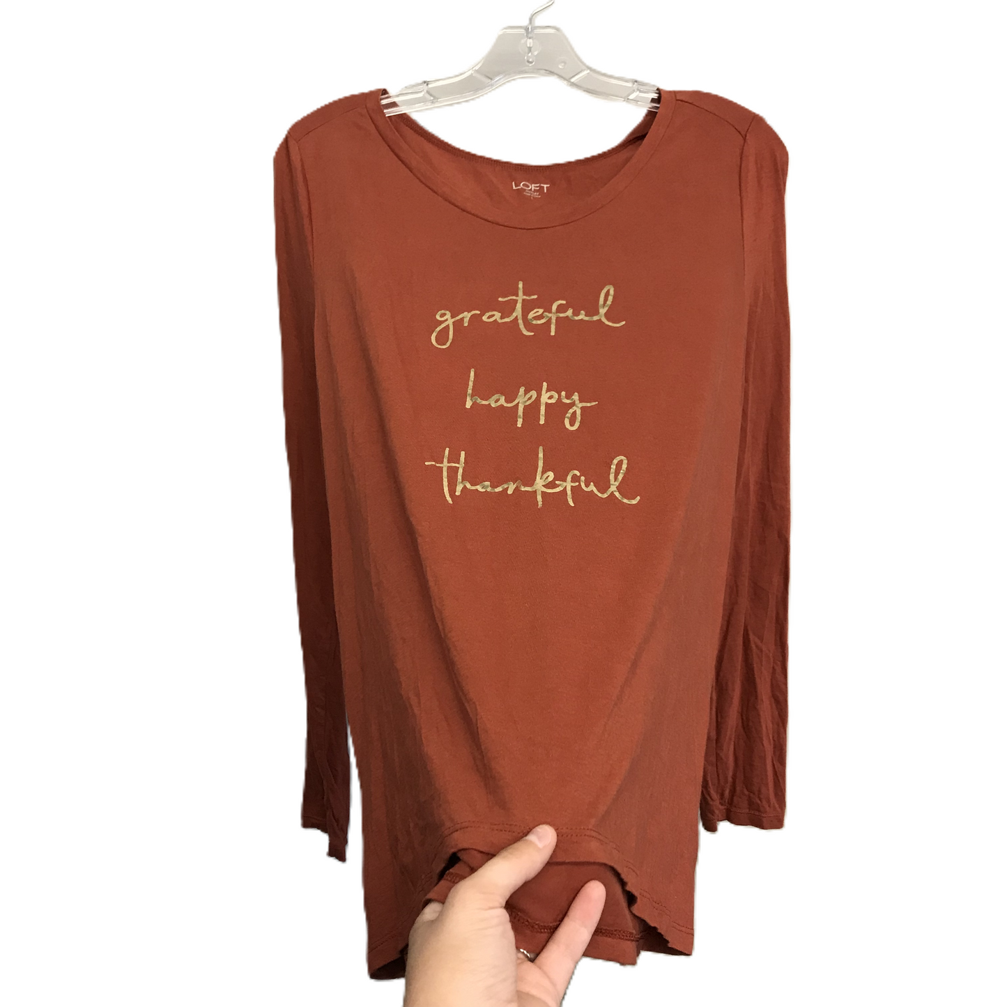 Orange Top Long Sleeve By Loft, Size: L