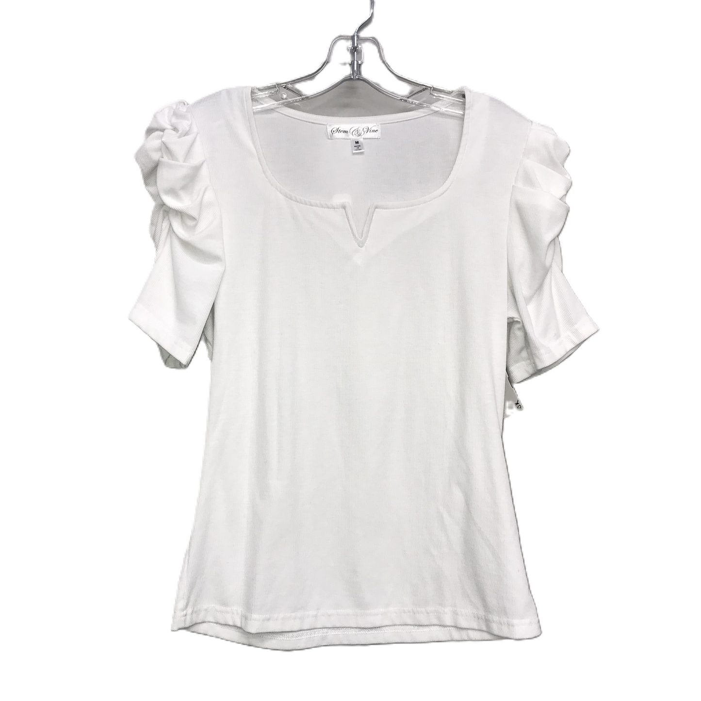 Top Short Sleeve By Stem Vine In White, Size: M