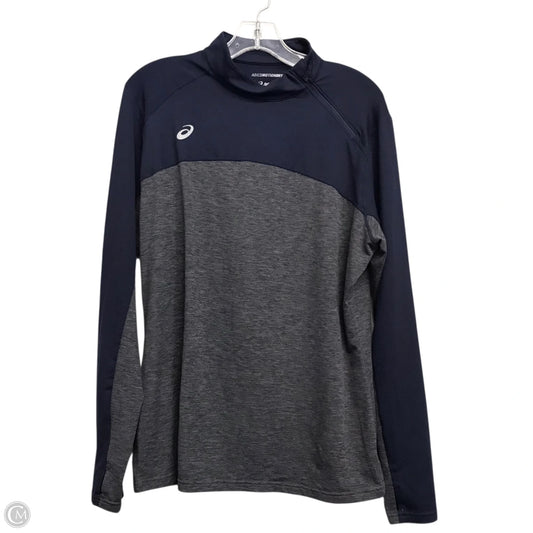 Athletic Top LS By Asics In Blue & Grey, Size: 2x