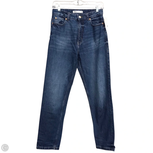 Jeans Straight By Zara In Blue Denim, Size: 4