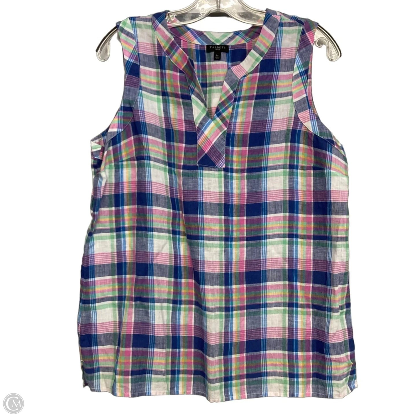 Top Sleeveless By Talbots In Plaid Pattern, Size: Lp