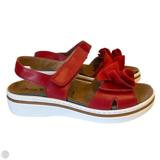 Sandals Flats By Ron White In Red & Tan, Size: 6