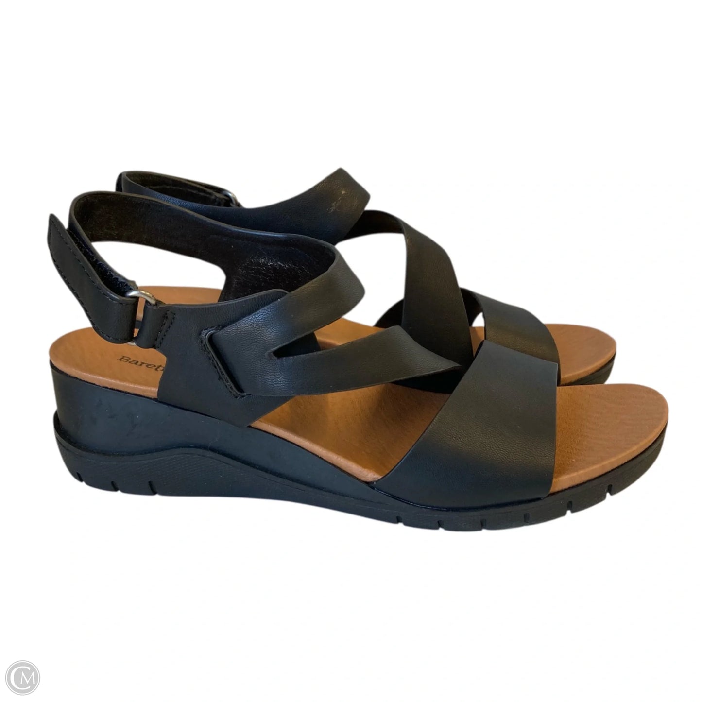 Sandals Heels Wedge By Baretraps In Black & Tan, Size: 8