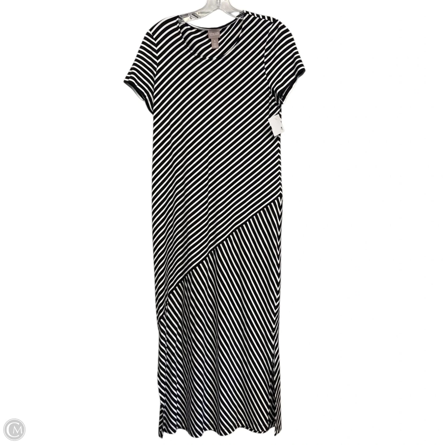 Dress Casual Maxi By Chicos In Black & White, Size: M