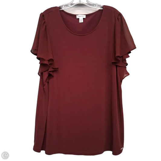 Top Short Sleeve By Calvin Klein In Maroon, Size: 1x