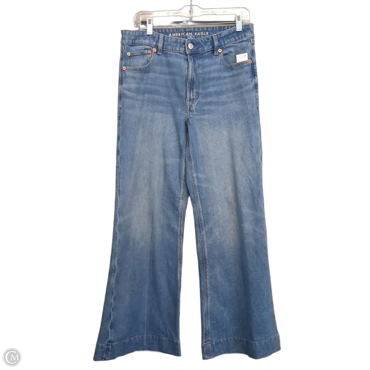 Jeans Wide Leg By American Eagle In Blue Denim, Size: 8