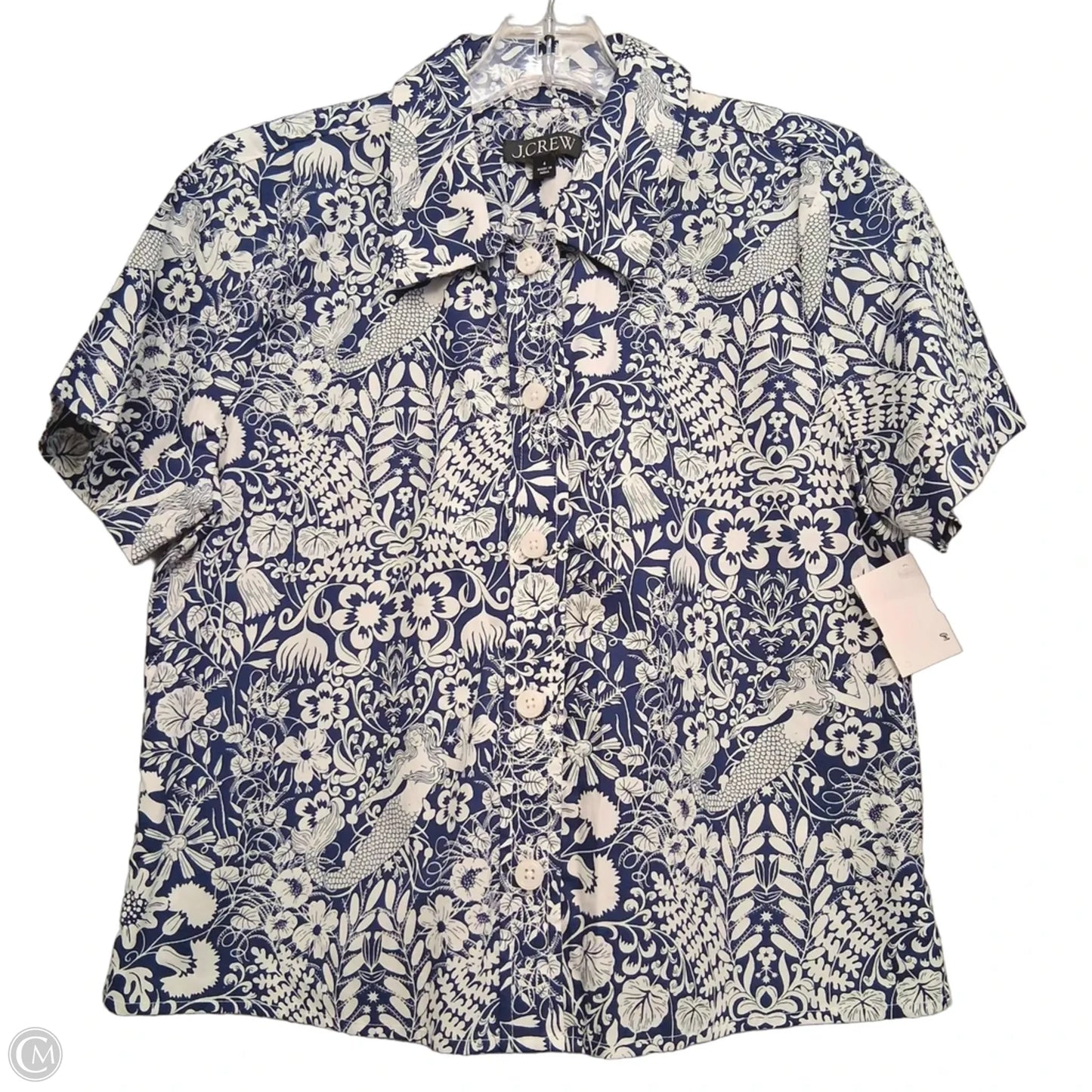Top Short Sleeve By J. Crew In Blue & White, Size: S