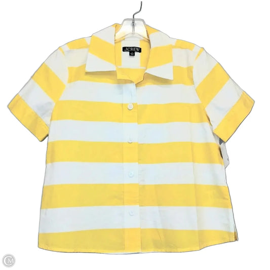 Top Short Sleeve By J. Crew In White & Yellow, Size: S