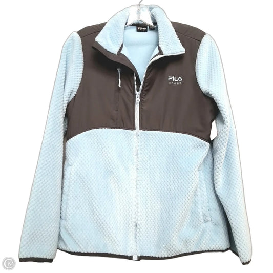 Jacket Fleece By Fila In Blue & Grey, Size: M
