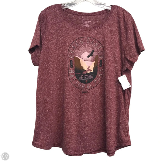Top Short Sleeve Basic By Sonoma In Maroon, Size: 2x