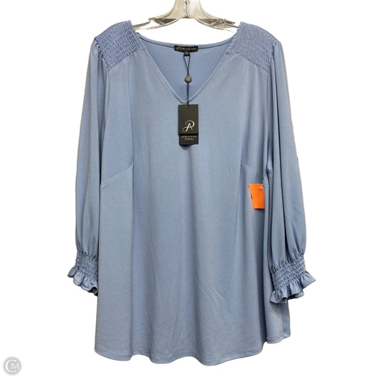 Top 3/4 Sleeve By Adrianna Papell In Blue, Size: 2x