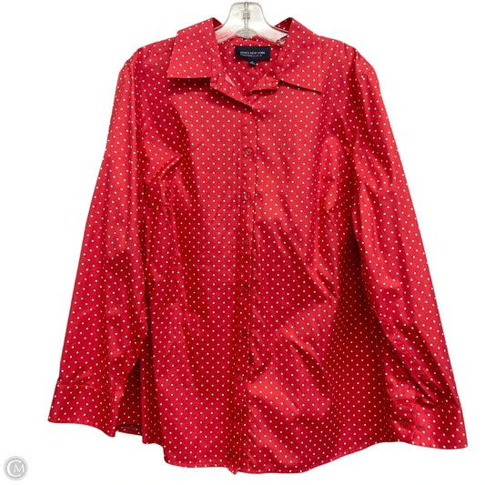 Top Long Sleeve By Jones New York In Red & White, Size: 1x