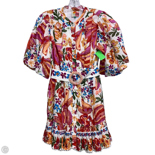 Dress Casual Short By Farm Rio In Cream & Pink, Size: S