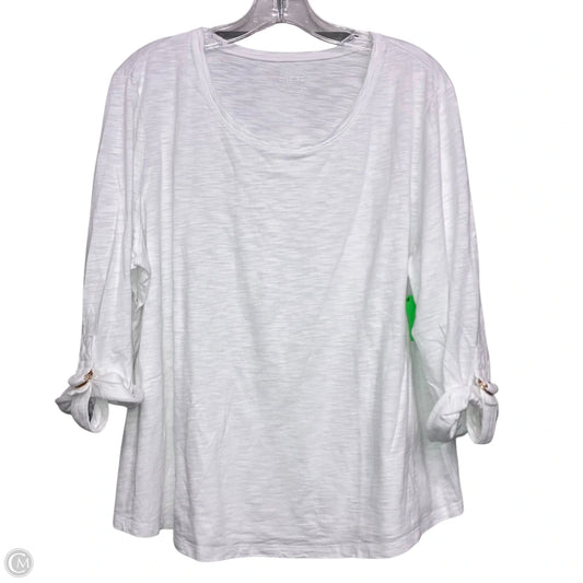 Top 3/4 Sleeve Basic By Chicos In White, Size: Xl