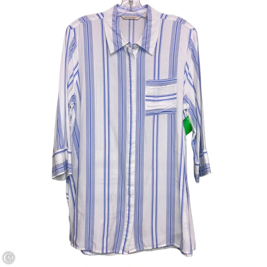 Top 3/4 Sleeve By Soft Surroundings In Blue & White, Size: L