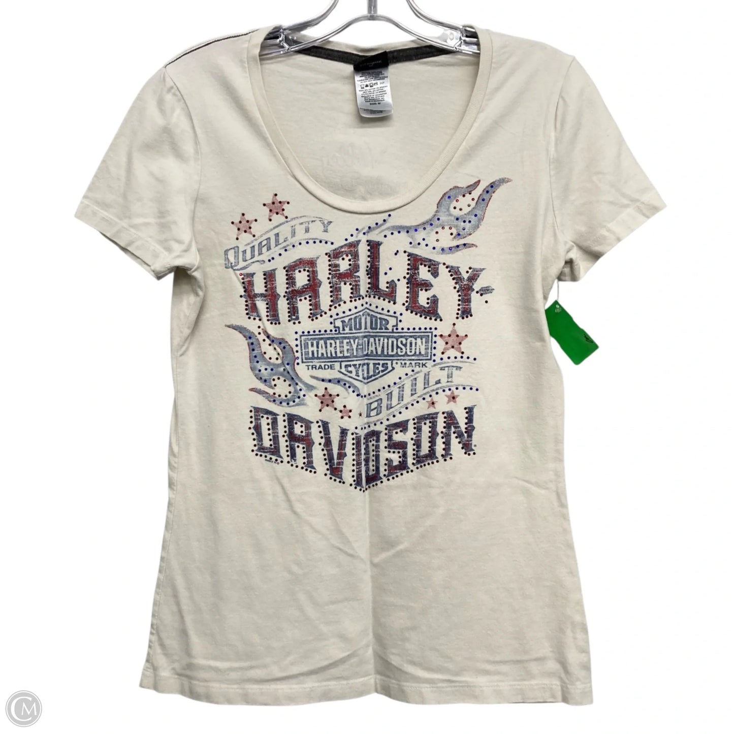 Top Short Sleeve Basic By Harley Davidson In Cream, Size: M