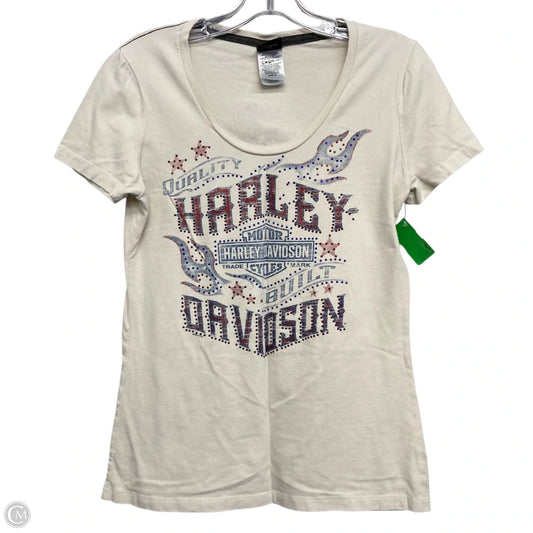 Top Short Sleeve Basic By Harley Davidson In Cream, Size: M