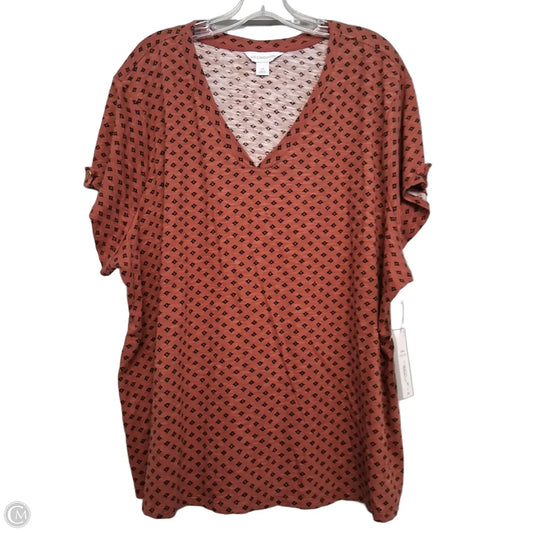 Top Short Sleeve Basic By Liz Claiborne In Black & Orange, Size: 3x