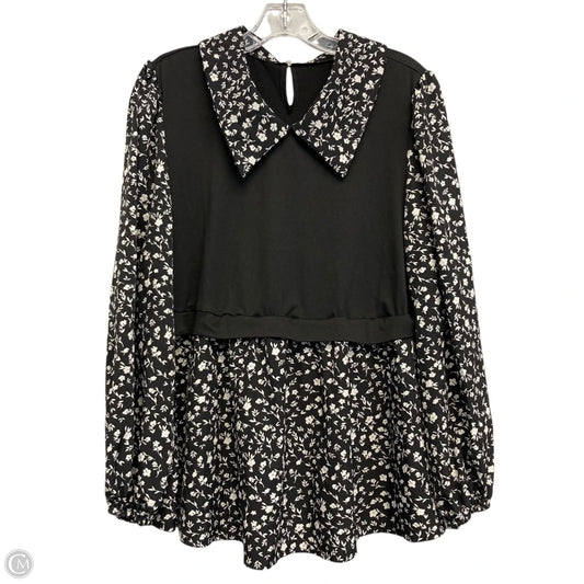 Top Long Sleeve By Shein In Black & White, Size: 2x