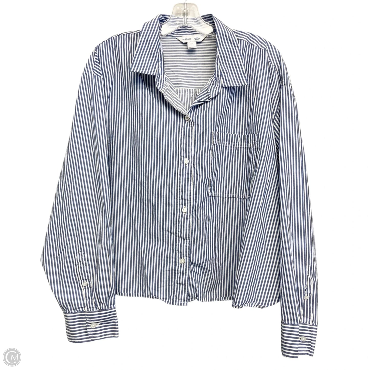 Top Long Sleeve By Old Navy In Blue & White, Size: 1x