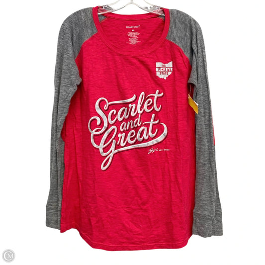 Top Long sleeve  By Boxercraft In Grey & Red, Size: Xl
