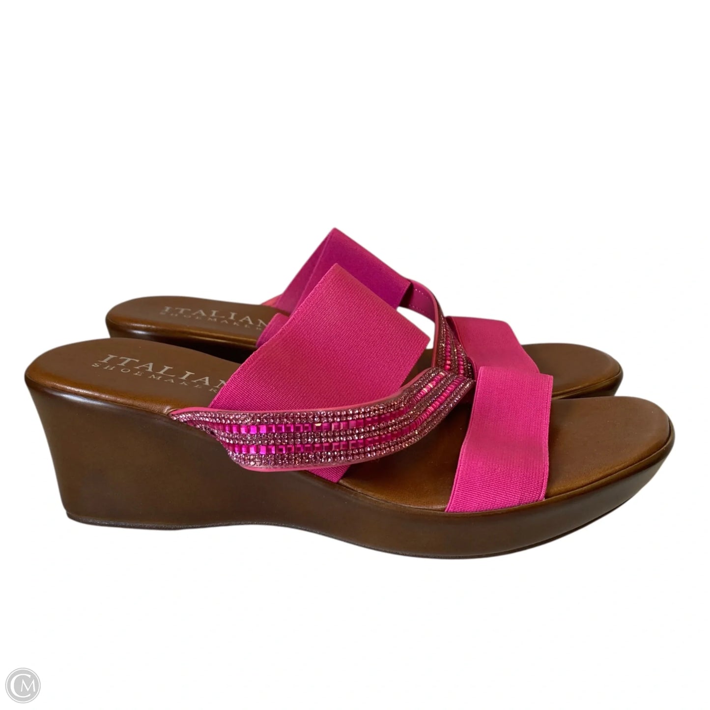Sandals Heels Wedge By Italian Shoemakers In Pink, Size: 9.5