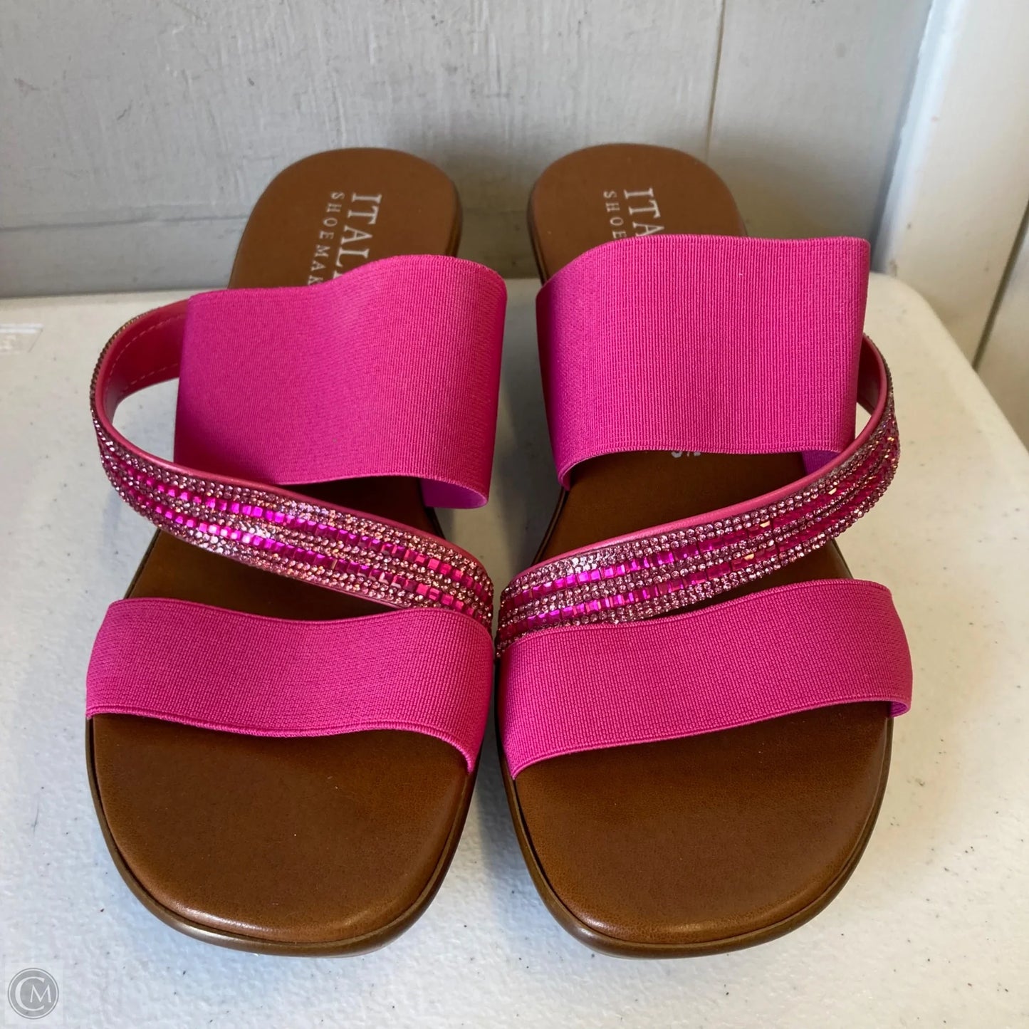 Sandals Heels Wedge By Italian Shoemakers In Pink, Size: 9.5