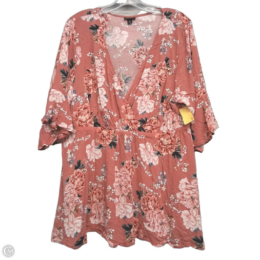 Top 3/4 Sleeve Basic By Torrid In Pink & White, Size: 2x
