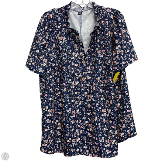 Top Short Sleeve By Shein In Floral Print, Size: 3x