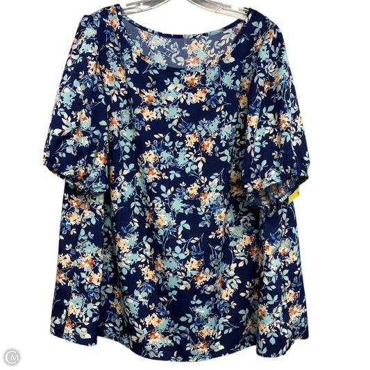 Top Short Sleeve By Shein In Floral Print, Size: 3x