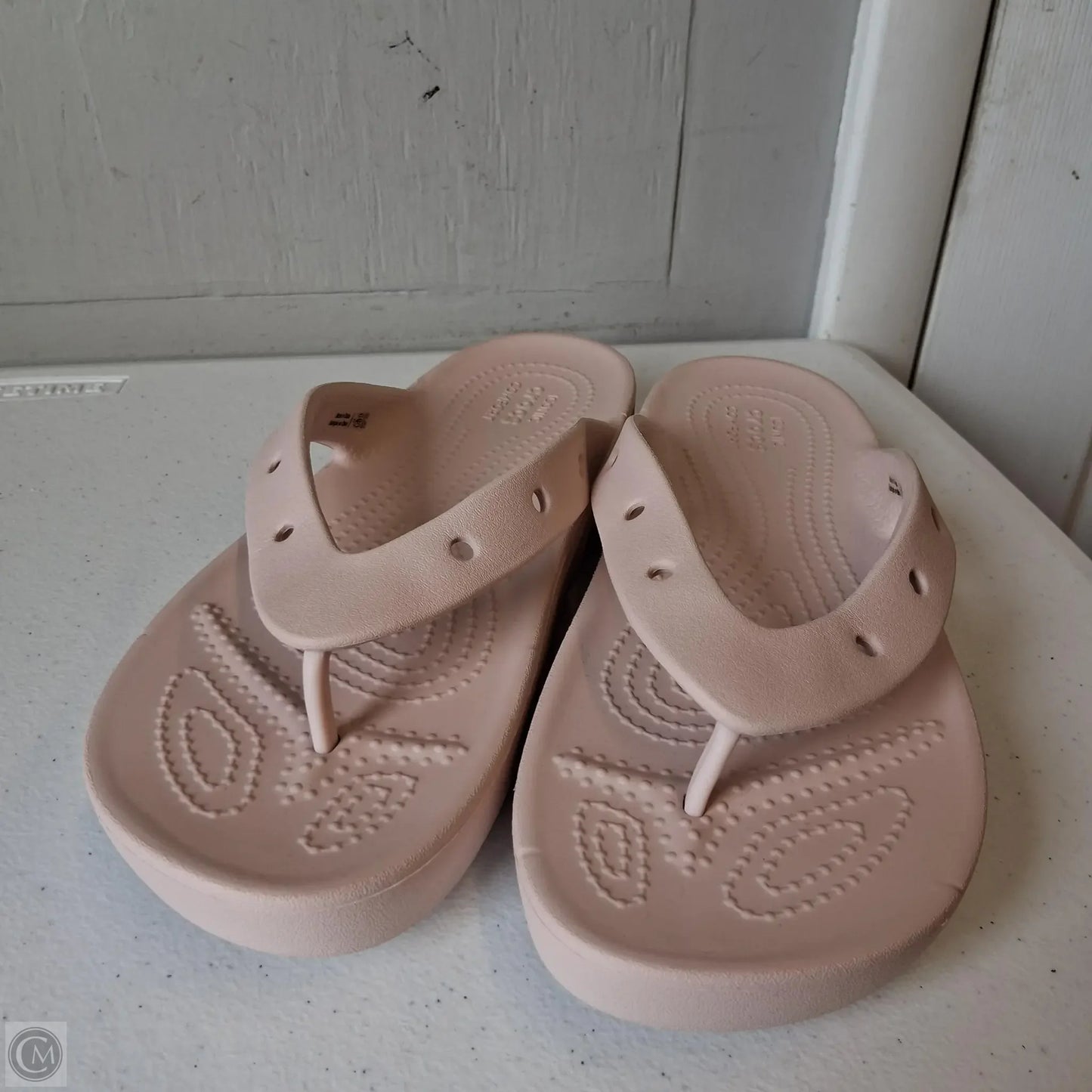 Sandals Heels Platform By Crocs In Pink, Size: 8