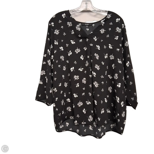 Top Long Sleeve By Cme In Black & White, Size: L