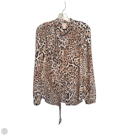 Blouse Long Sleeve By Chicos In Leopard Print, Size: L