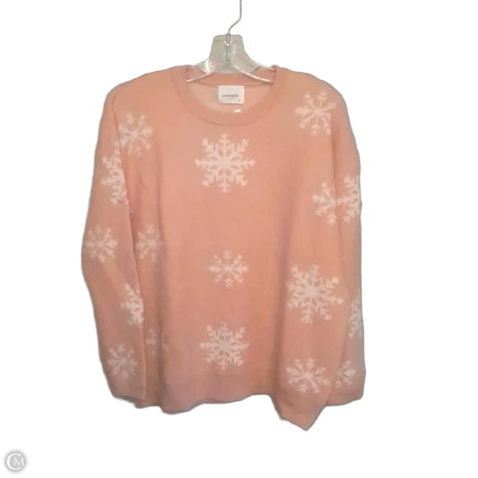 Sweater By Andree By Unit In Pink & White, Size: M