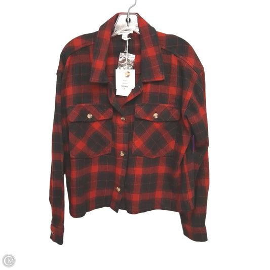 Top Long Sleeve By Beachlunchlounge In Plaid Pattern, Size: L
