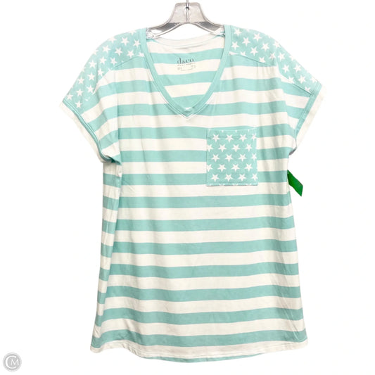 Top Short Sleeve By D&co. In Aqua & White, Size: S