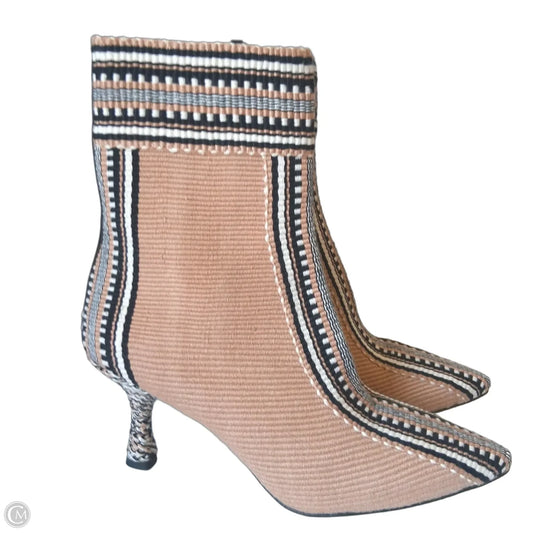 Boots Ankle Heels In Black & Tan by AMAMBAIH, Size: 8.5