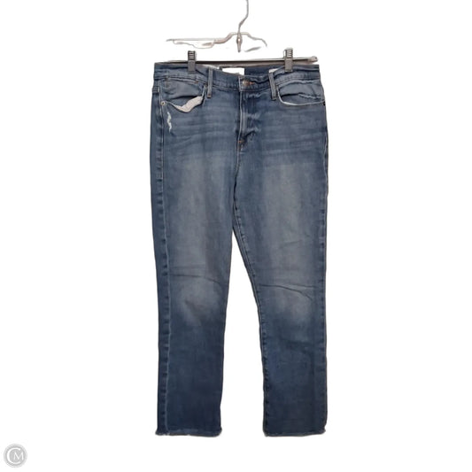 Jeans Straight By Frame In Blue Denim, Size: 8