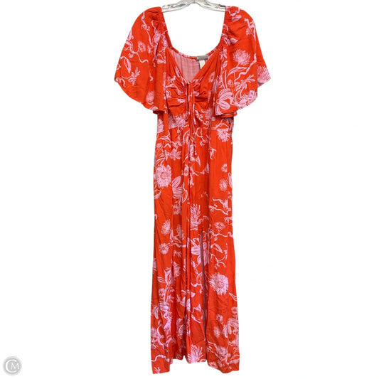 Dress Casual Maxi By Ava & Viv In Orange & Pink, Size: 1x