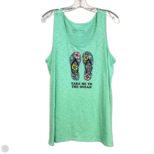 Top Sleeveless By Life Is Good In Green, Size: L