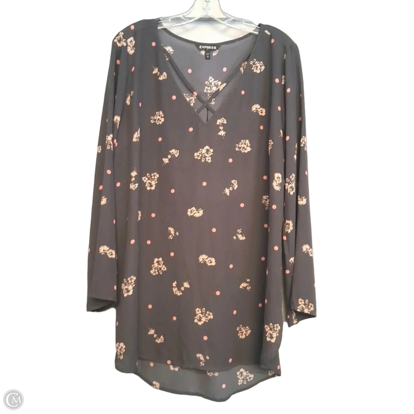 Top Long Sleeve By Express In Grey, Size: Xl