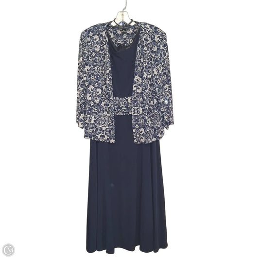 Dress Party Long By Jessica Howard In Blue & White, Size: Xl