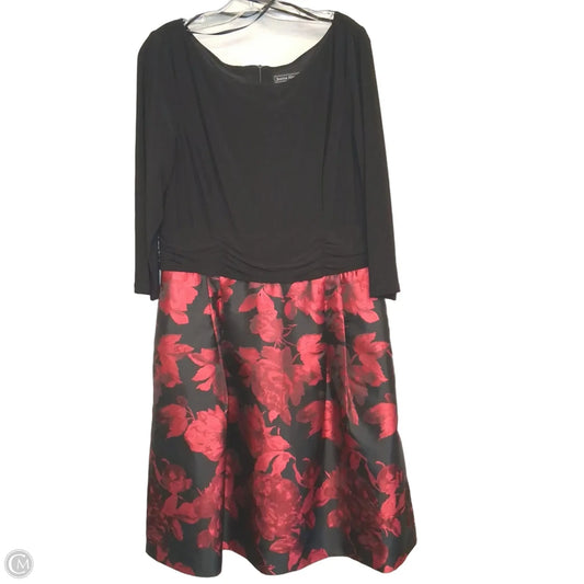 Dress Casual Midi By Jessica Howard In Black & Red, Size: 18