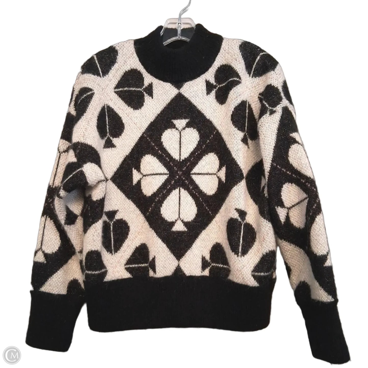 Sweater Designer By Kate Spade In Black & Silver, Size: S