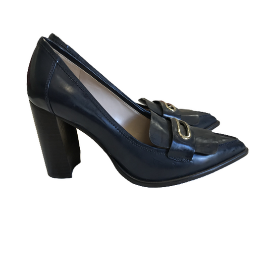 Navy Shoes Heels Block By Nine West, Size: 6.5