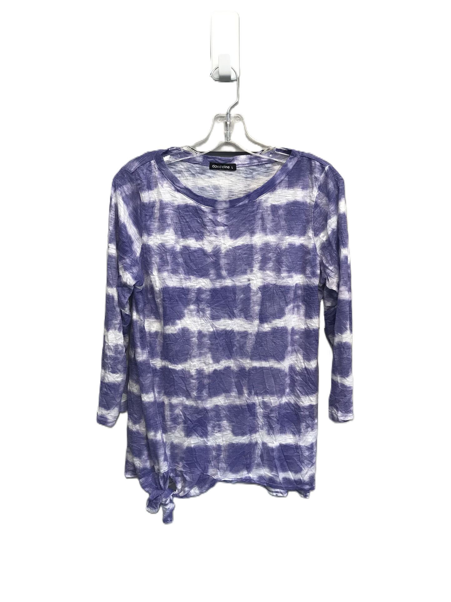 Purple & White Top Long Sleeve Basic By David Cline, Size: L