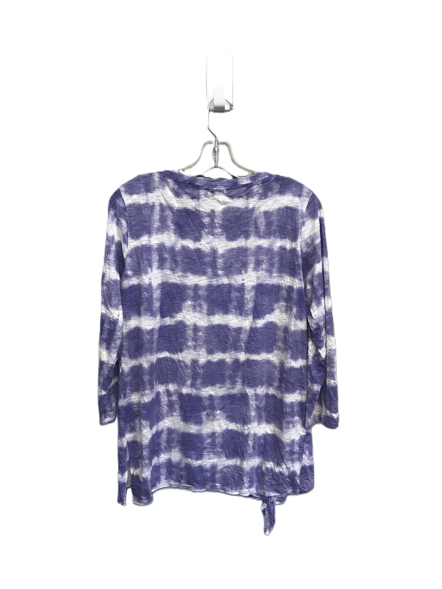 Purple & White Top Long Sleeve Basic By David Cline, Size: L