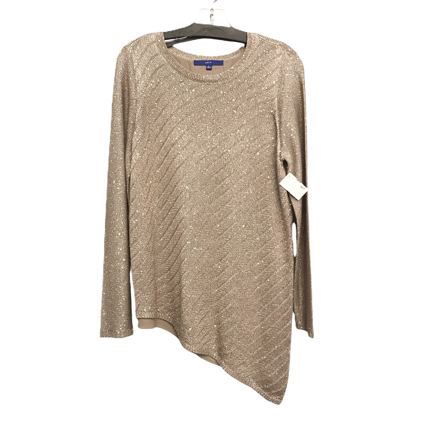 Top Long Sleeve By Apt 9 In Taupe, Size: L