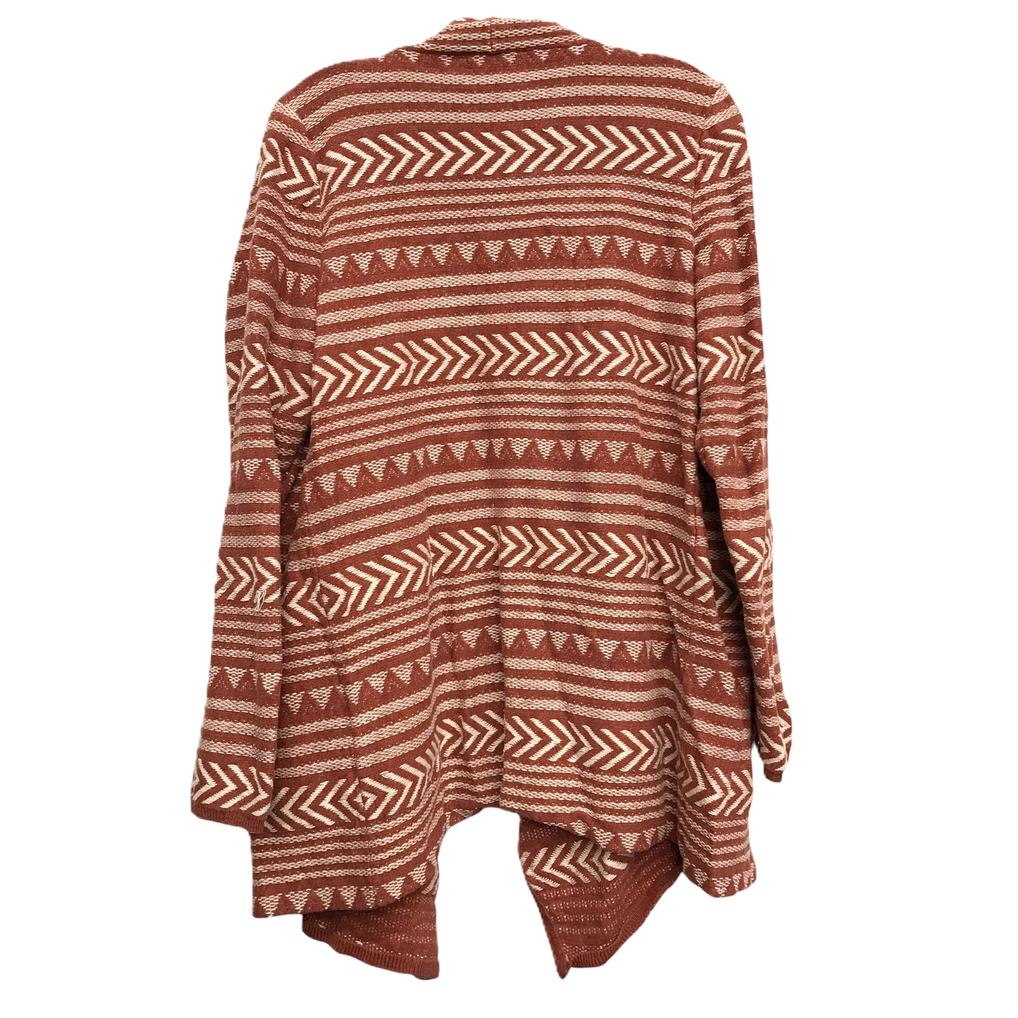 Cardigan By Lucky Brand In Red & Tan, Size: L